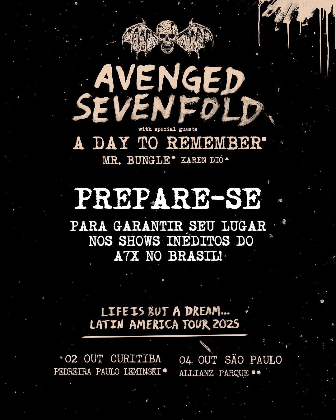 Avenged Sevenfold – Datas para Curitiba e São Paulo em Outubro